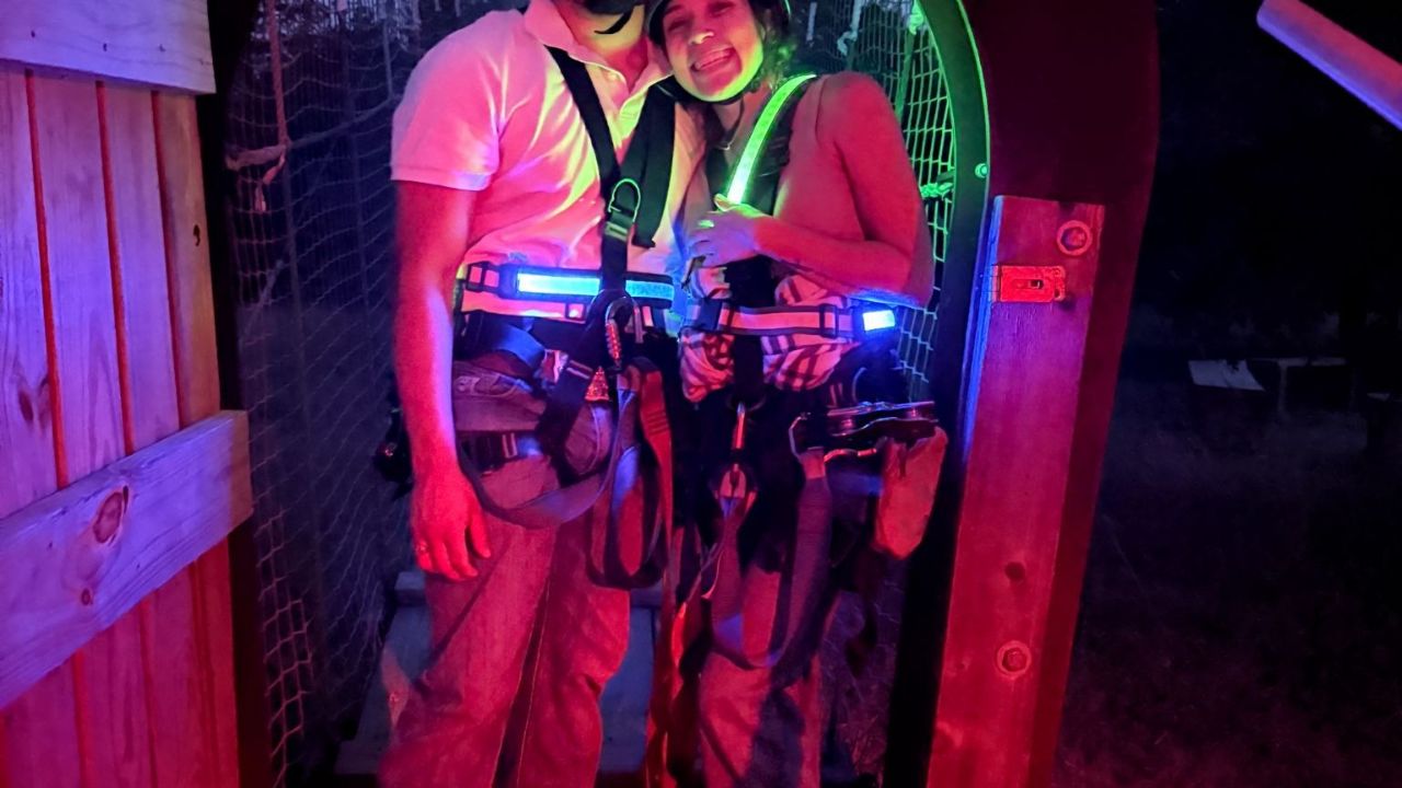 Couple posing before heading to the zipline