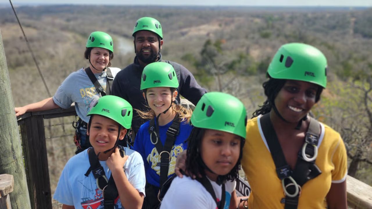 Family enjoying a zipline experience