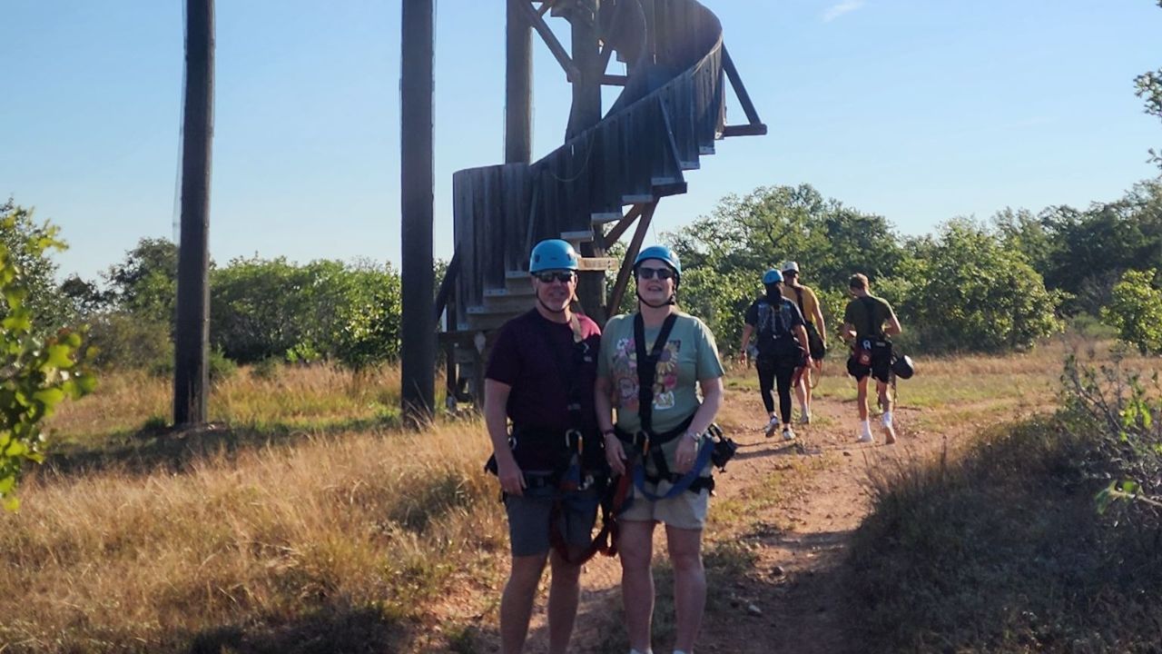 People posing and having fun at Zip Lost Pines